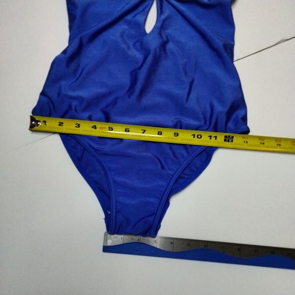 Venus Blue Mesh One Piece Size 4 Sexy Keyhole Plunge Swimwear Swimsuit Deep Back - Picture 13 of 13